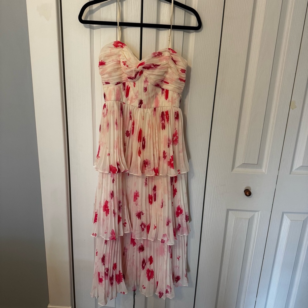 Self-Portrait Pleated Teared midi dress